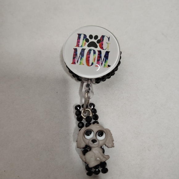 Dog Mom Badge Reel Teacher Nurse ID Badge Holder Cute Retractable Badge Holder - Picture 1 of 3